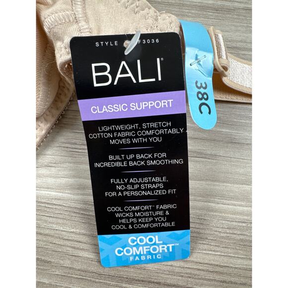 Bali Double‎ Support Cotton Wirefree Bra, Soft Taupe, Size 38C - Picture 6 of 7